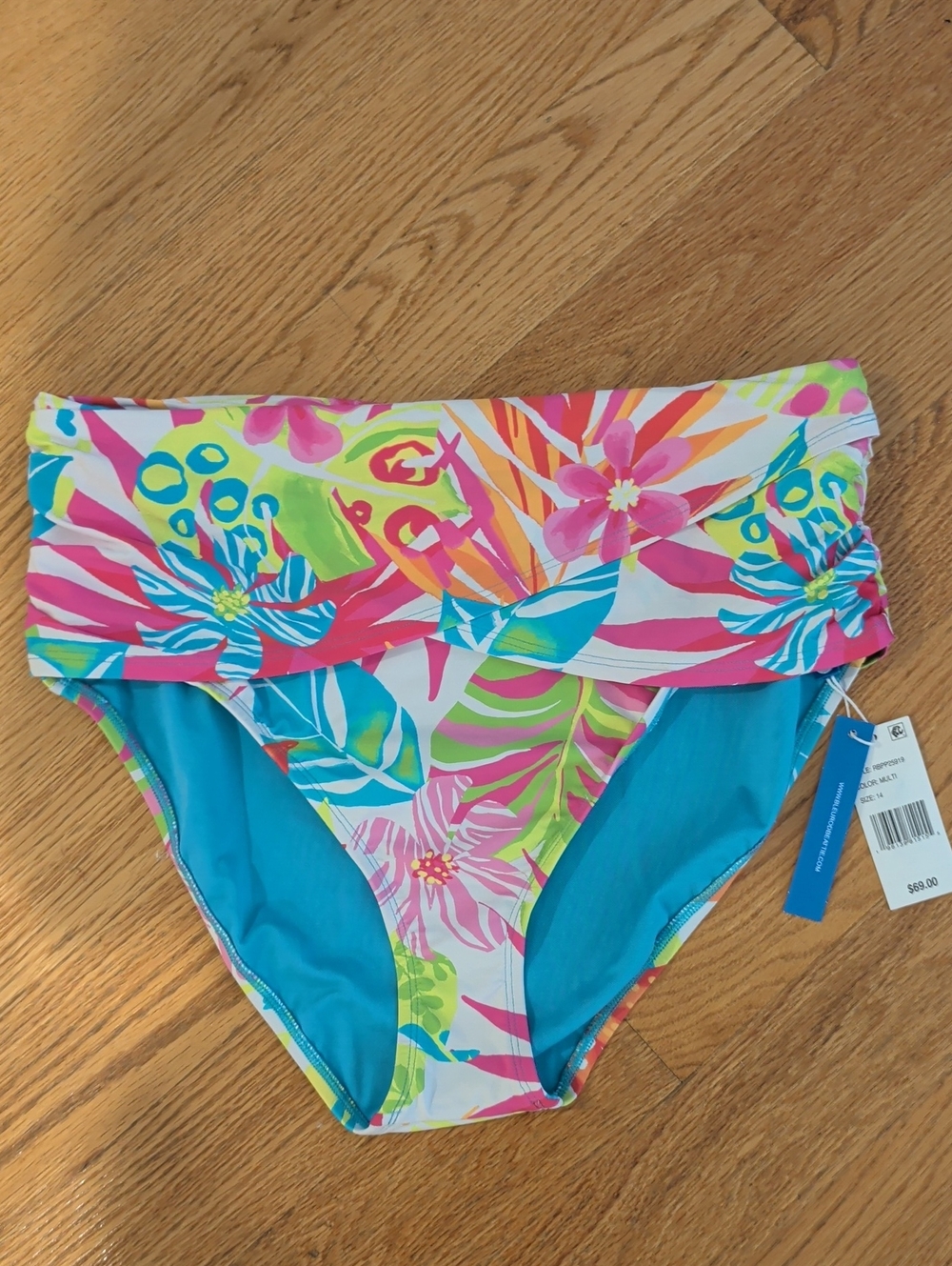 Nwt Multi-Color Swimsuit Bottom - Blue, Pink, Yellow